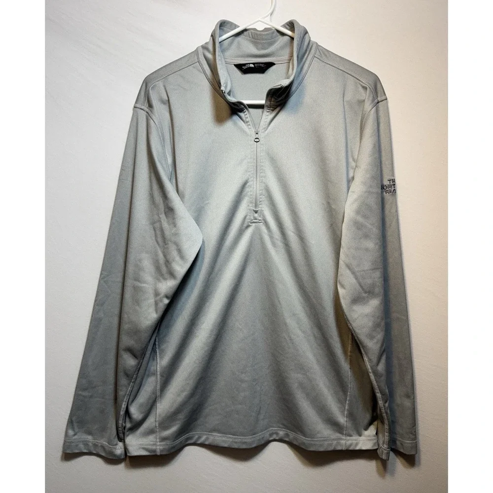 The North Face Mens Tech 1/4 Zip Pullover Gray Fleece Jacket NF0A3LHB L